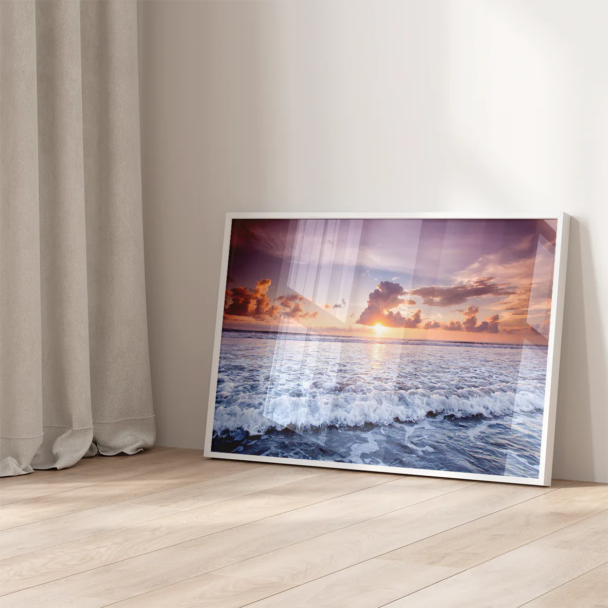 アートポスター 海景サンセット オーシャンウェーブ 波打ち際の癒し系アート