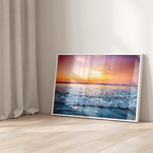 アートポスター 紫サンライズオーシャン 波 海 北欧デザイン モダンインテリア