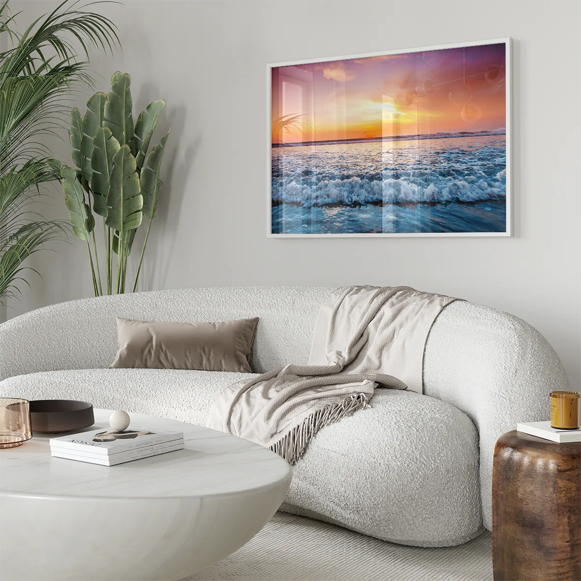 アートポスター 紫サンライズオーシャン 波 海 北欧デザイン モダンインテリア