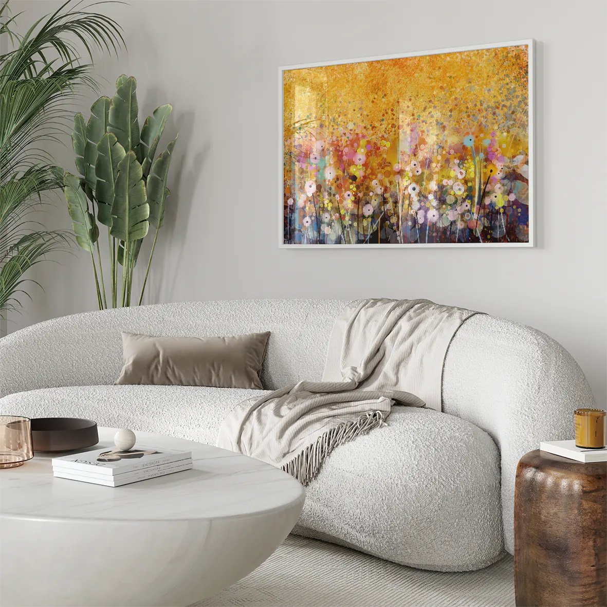 アートポスター 抽象ゴールド花畑 北欧デザイン モダンインテリア