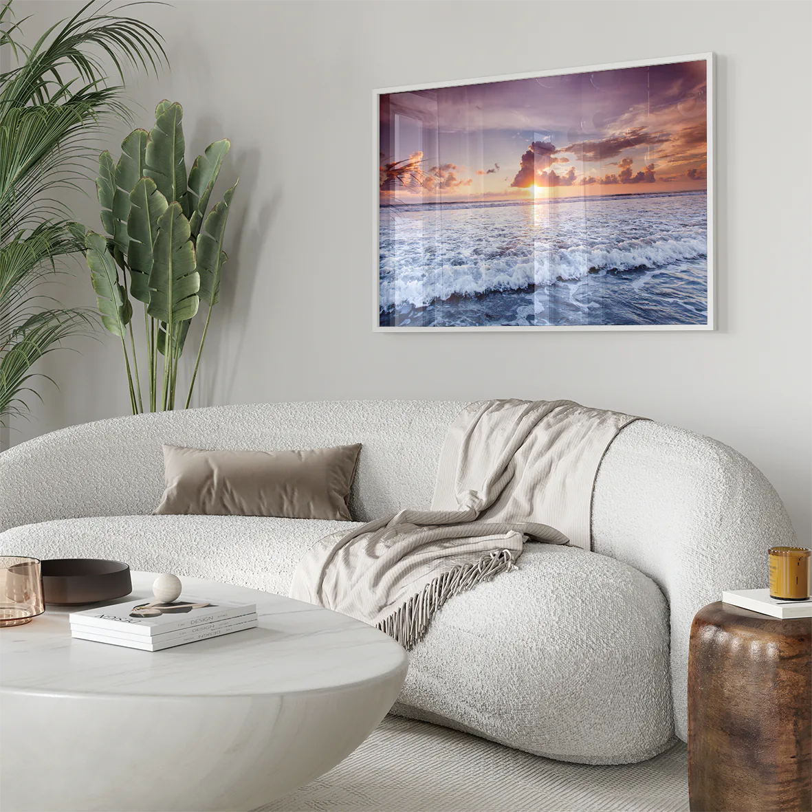 アートポスター 海景サンセット オーシャンウェーブ 波打ち際の癒し系アート