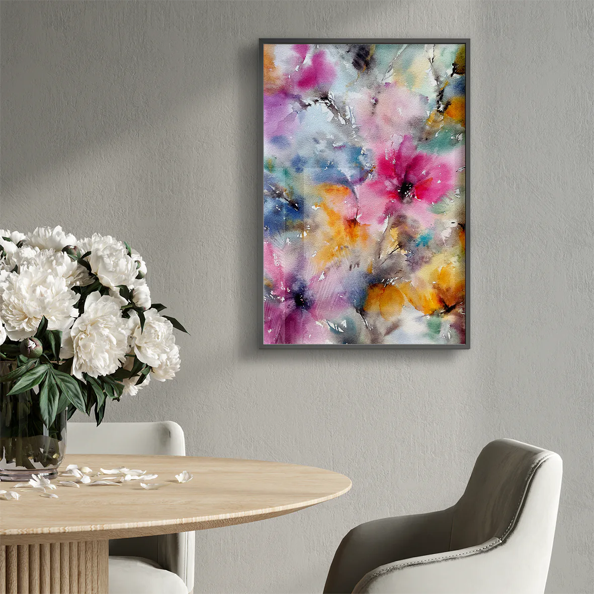 アートポスター 水彩フローラルブーケ パステル 北欧デザイン モダンインテリア