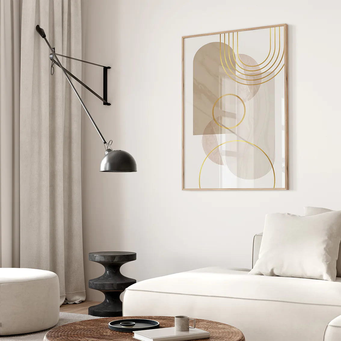 アートポスター 抽象ベージュジオメトリック 上品 北欧ミニマルインテリア 3枚セット