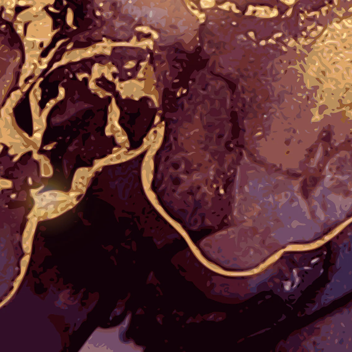 アートポスター 抽象 ゴールドパープル 渦模様 北欧モダン 高級感インテリア 3枚セット