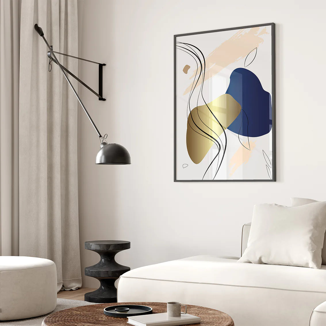アートポスター 抽象 ブルーゴールド 北欧モダン シンプルインテリア 3枚セット