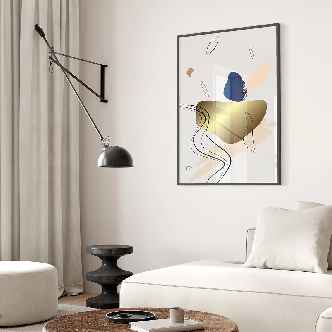 アートポスター 抽象 ブルーゴールド 北欧モダン シンプルインテリア 3枚セット