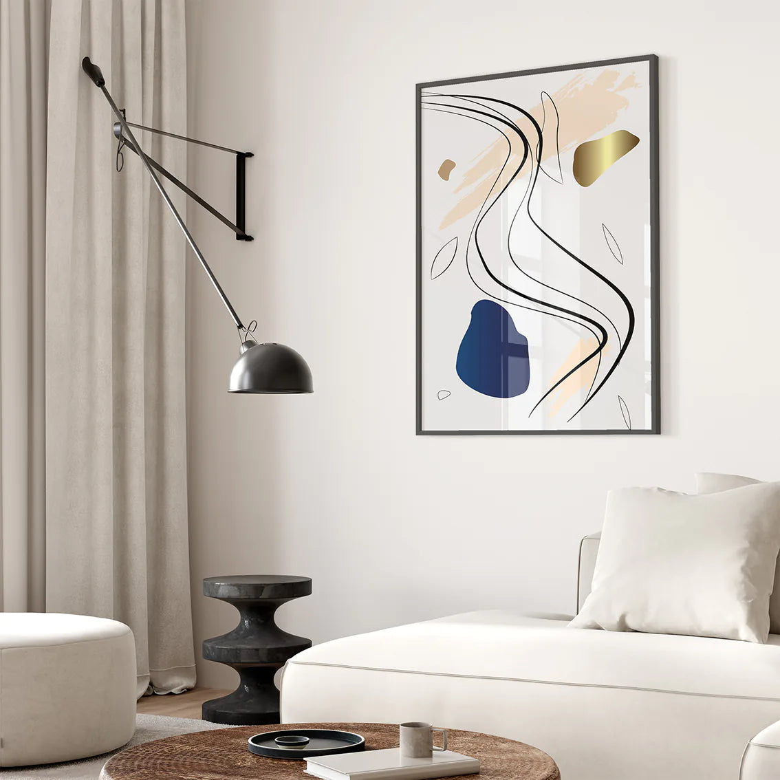 アートポスター 抽象 ブルーゴールド 北欧モダン シンプルインテリア 3枚セット