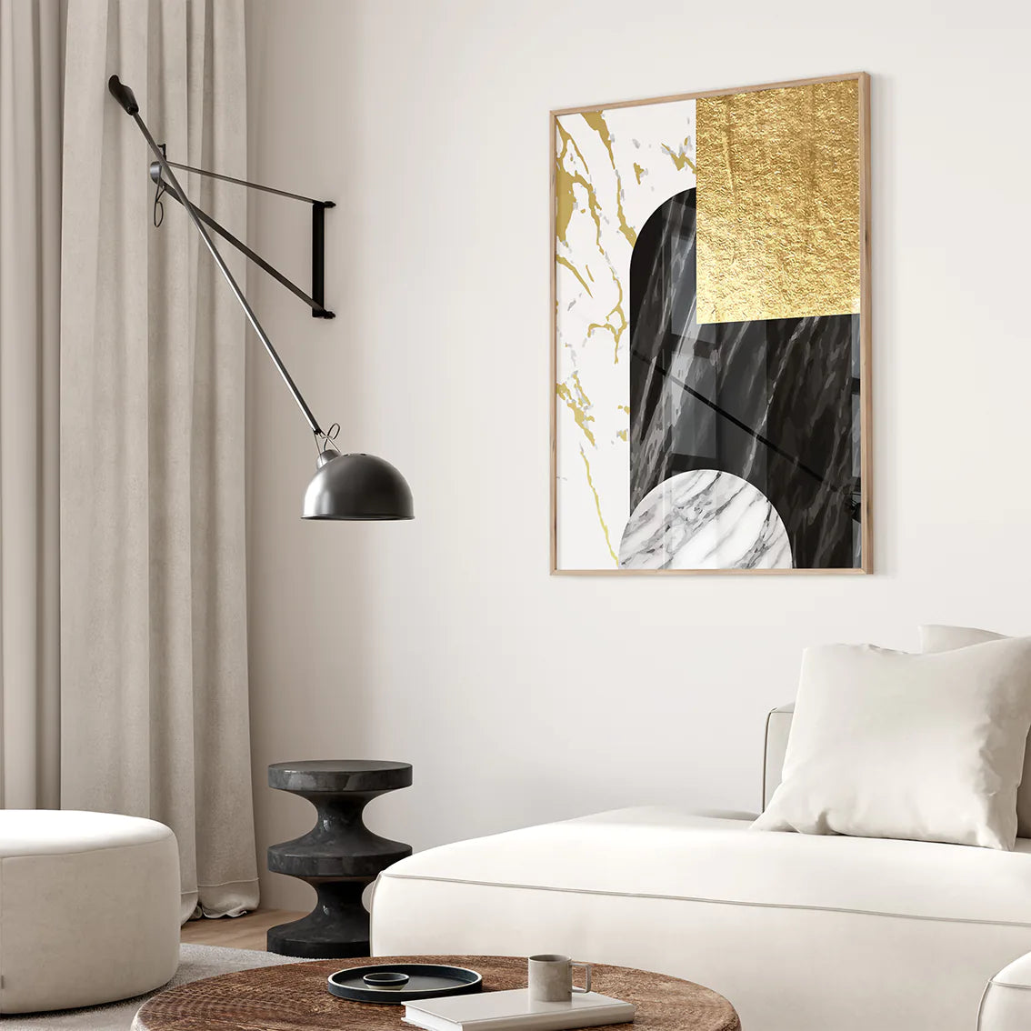 アートポスター 抽象 幾何学ゴールドマーブル 高級モダン 北欧コンテンポラリーインテリア 3枚セット