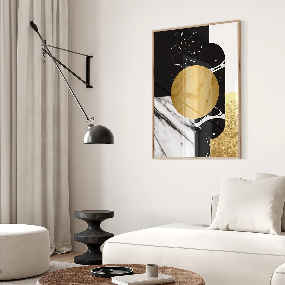 アートポスター 抽象 幾何学ゴールドマーブル 高級モダン 北欧コンテンポラリーインテリア 3枚セット