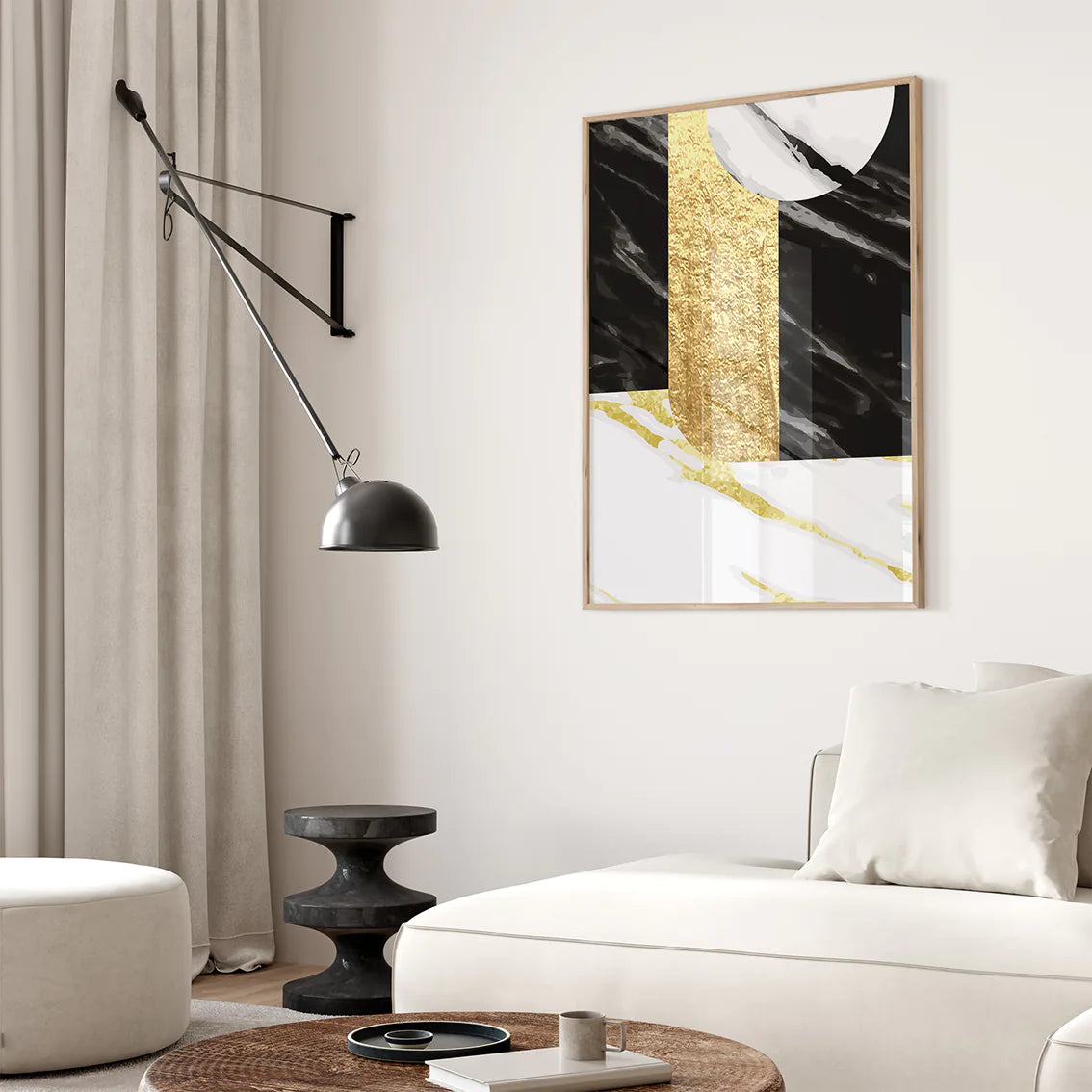 アートポスター 抽象 幾何学ゴールドマーブル 高級モダン 北欧コンテンポラリーインテリア 3枚セット