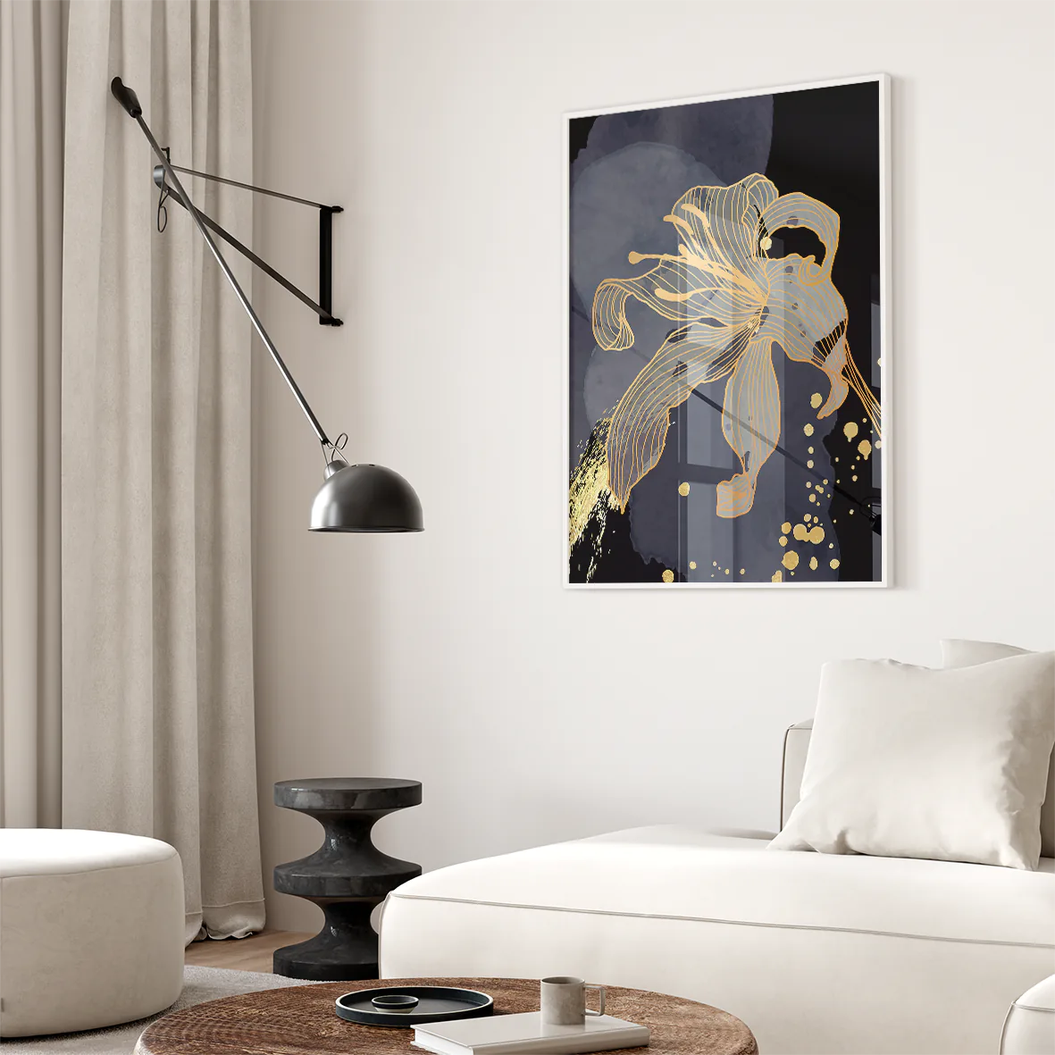 アートポスター 抽象ゴールドリーフ フローラル 高級感 北欧モダンインテリア 3枚セット