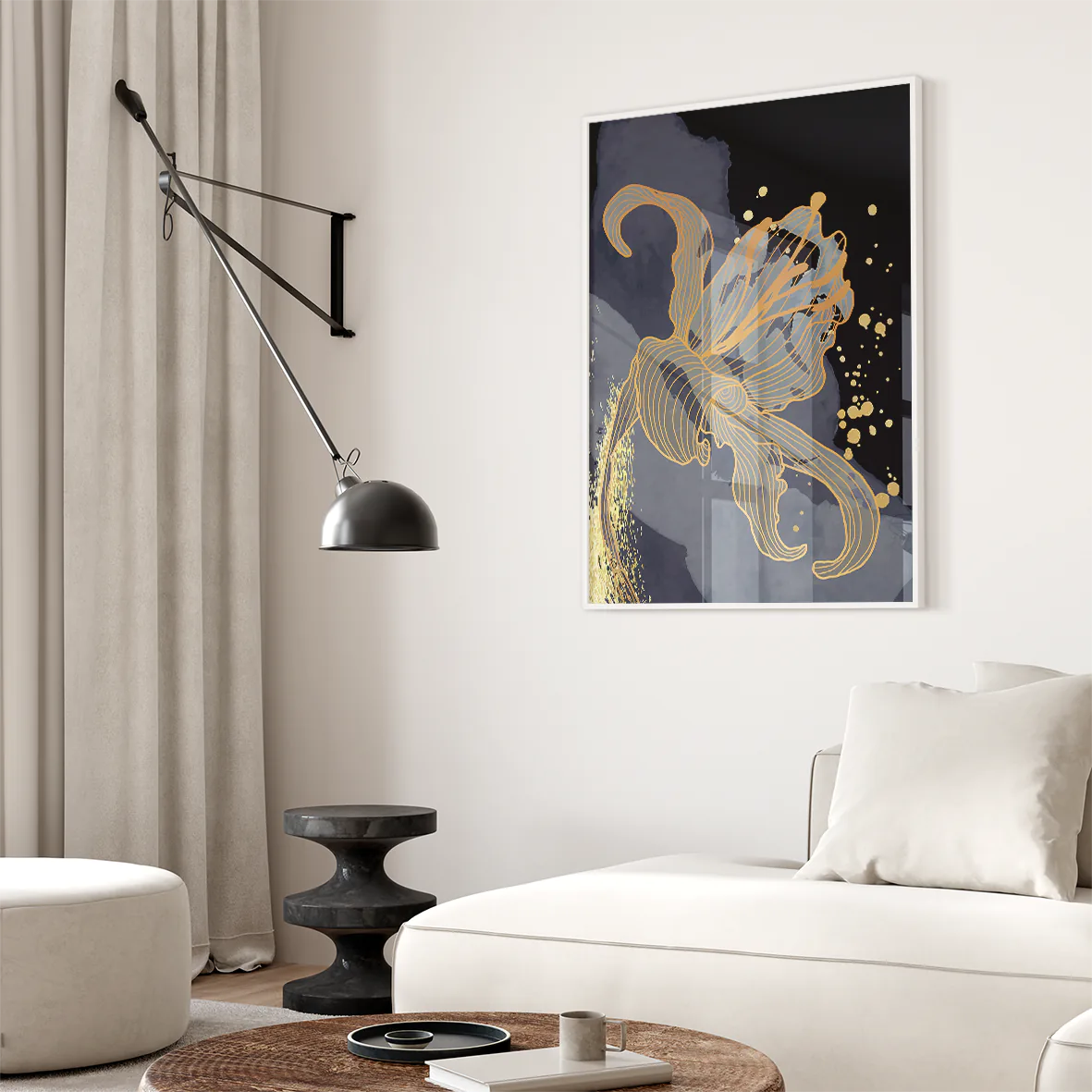 アートポスター 抽象ゴールドリーフ フローラル 高級感 北欧モダンインテリア 3枚セット