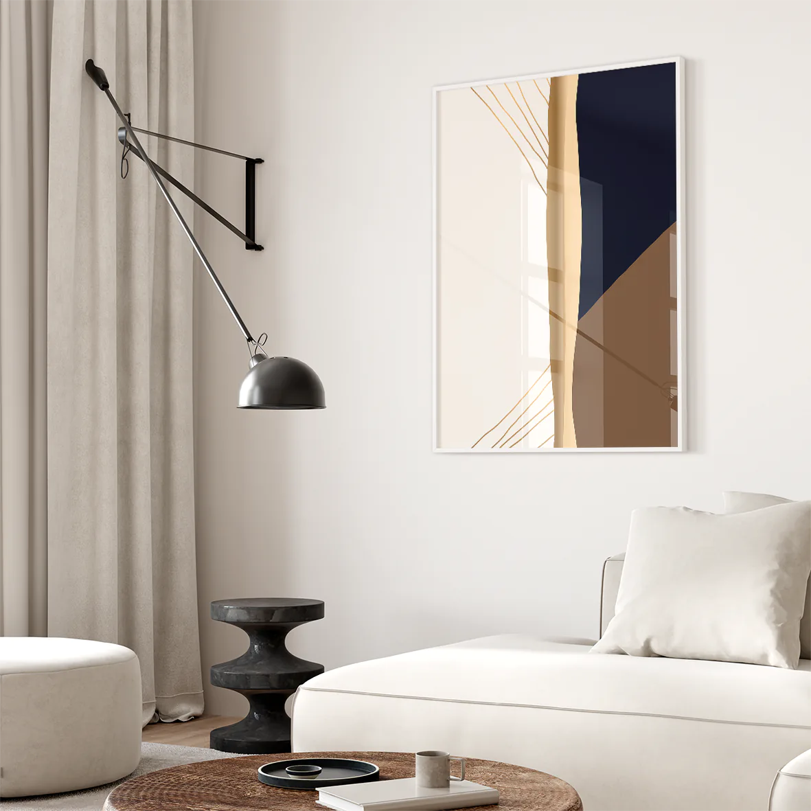 アートポスター 抽象 ネイビーゴールドベージュ 高級モダン 北欧コンテンポラリーインテリア 3枚セット