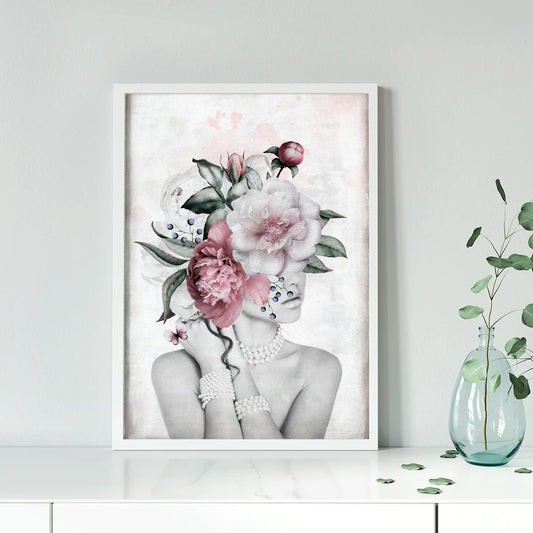 Artistic floral woman silhouette with vintage charm