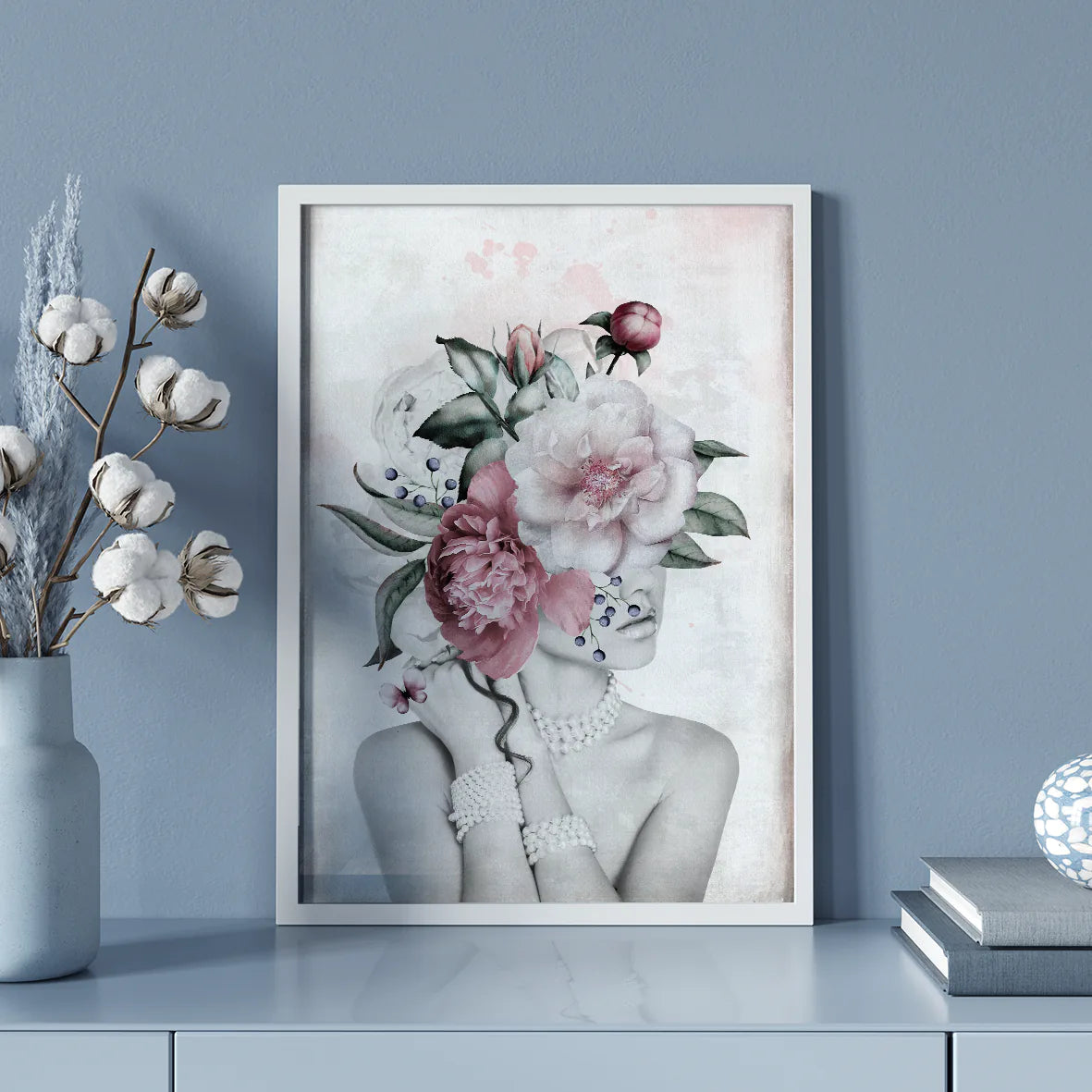 Artistic floral woman silhouette with vintage charm