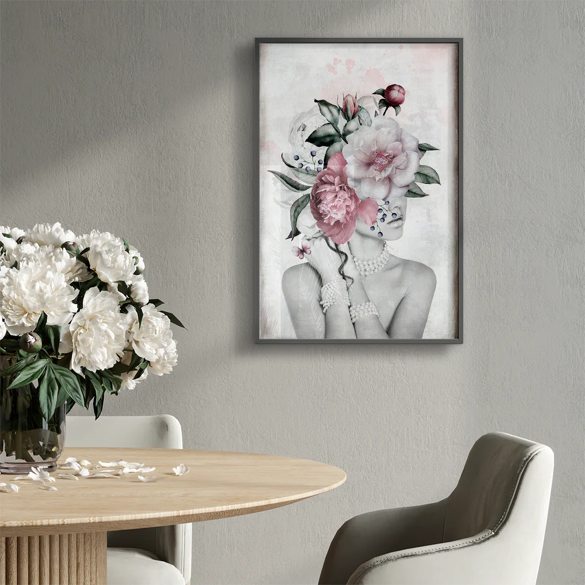 Artistic floral woman silhouette with vintage charm