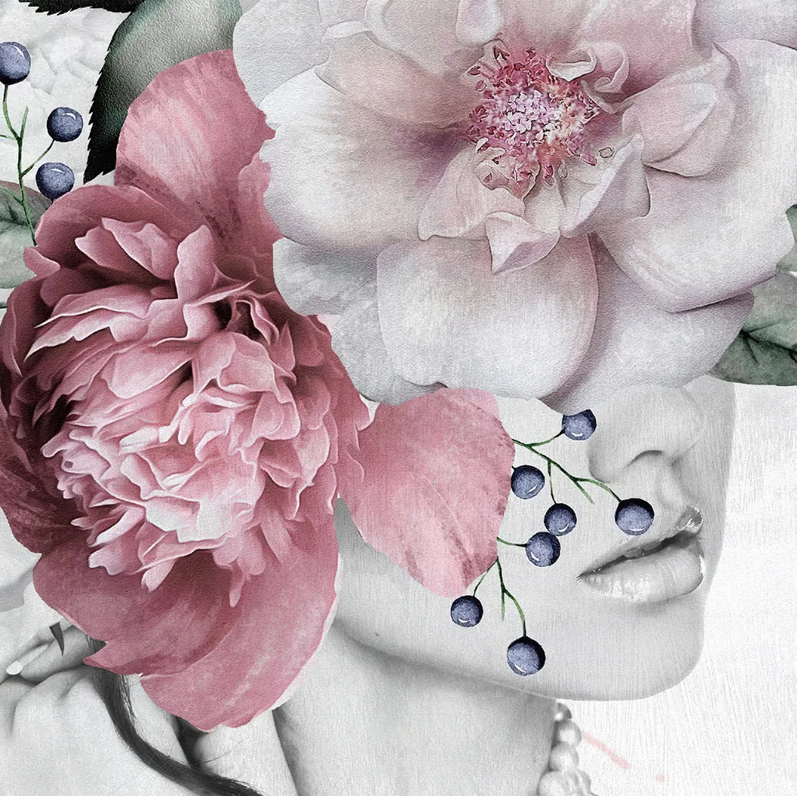 Artistic floral woman silhouette with vintage charm