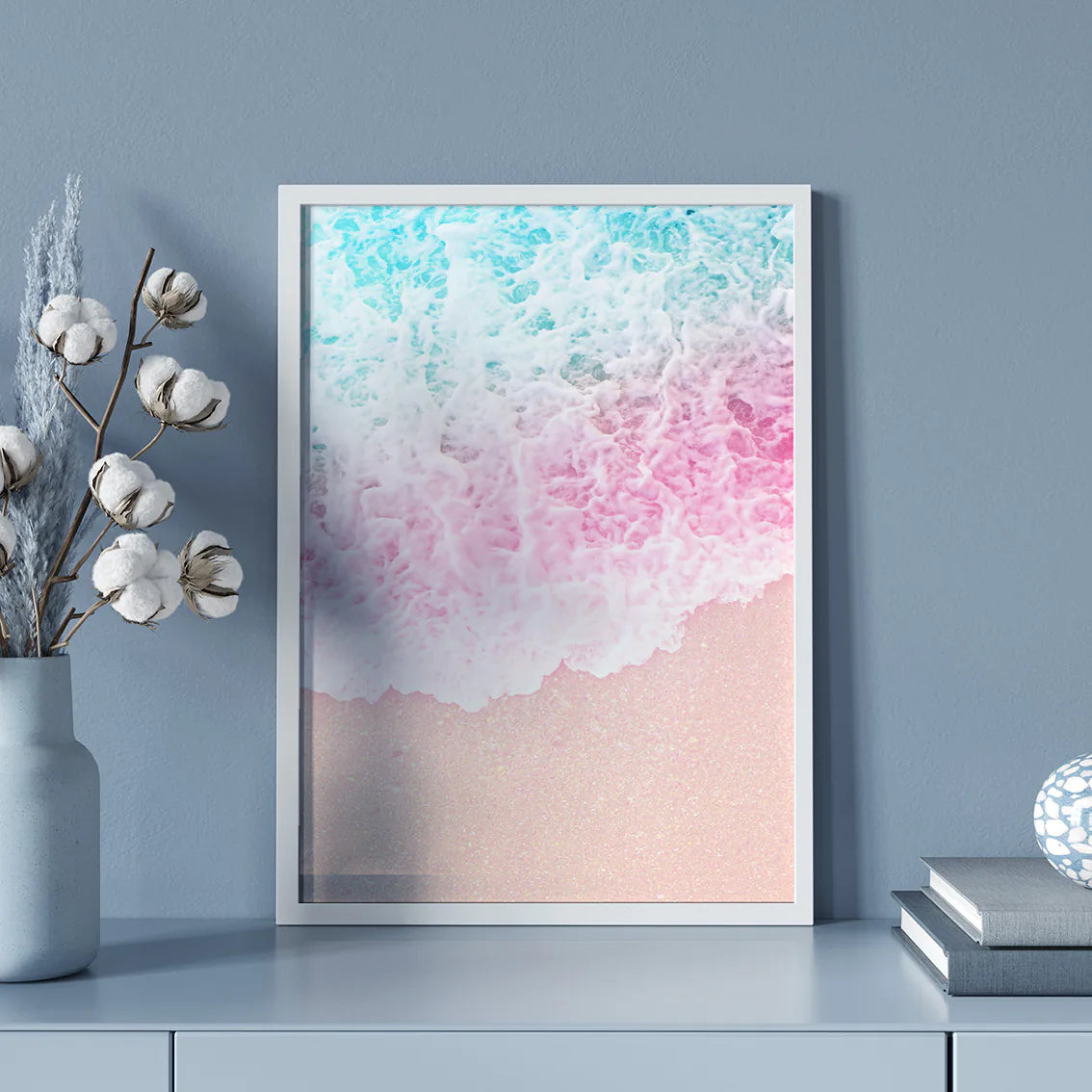 アートポスター 海 ピンクティール パステルビーチ 癒し 風景ポスター