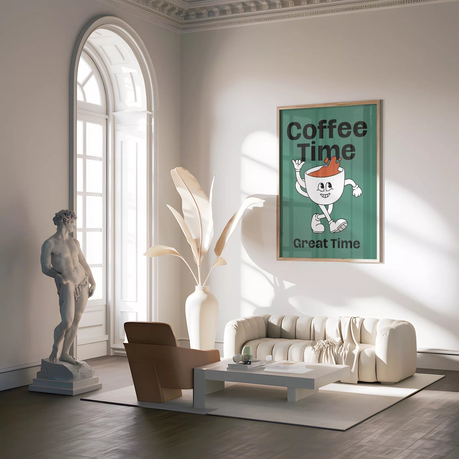 コーヒータイムをテーマにしたユニークで楽しいデザイン