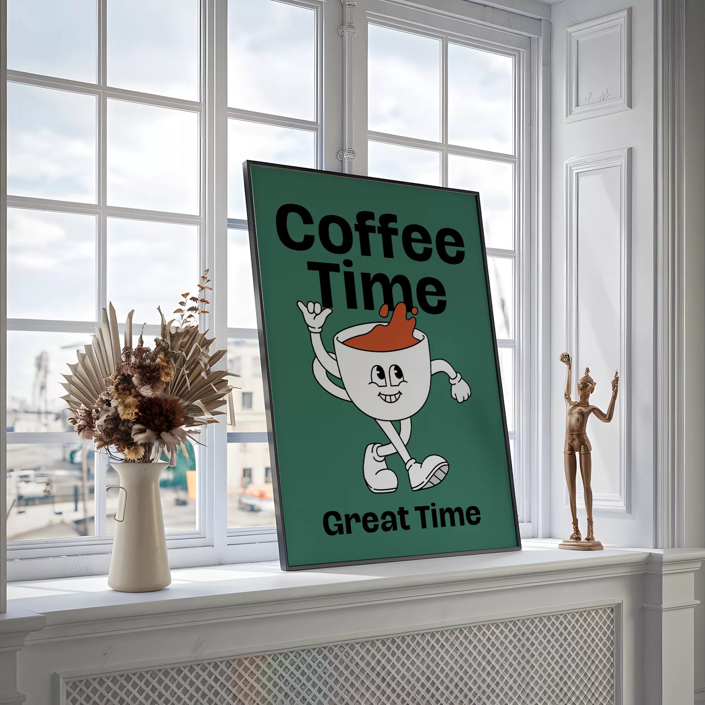 コーヒータイムをテーマにしたユニークで楽しいデザイン