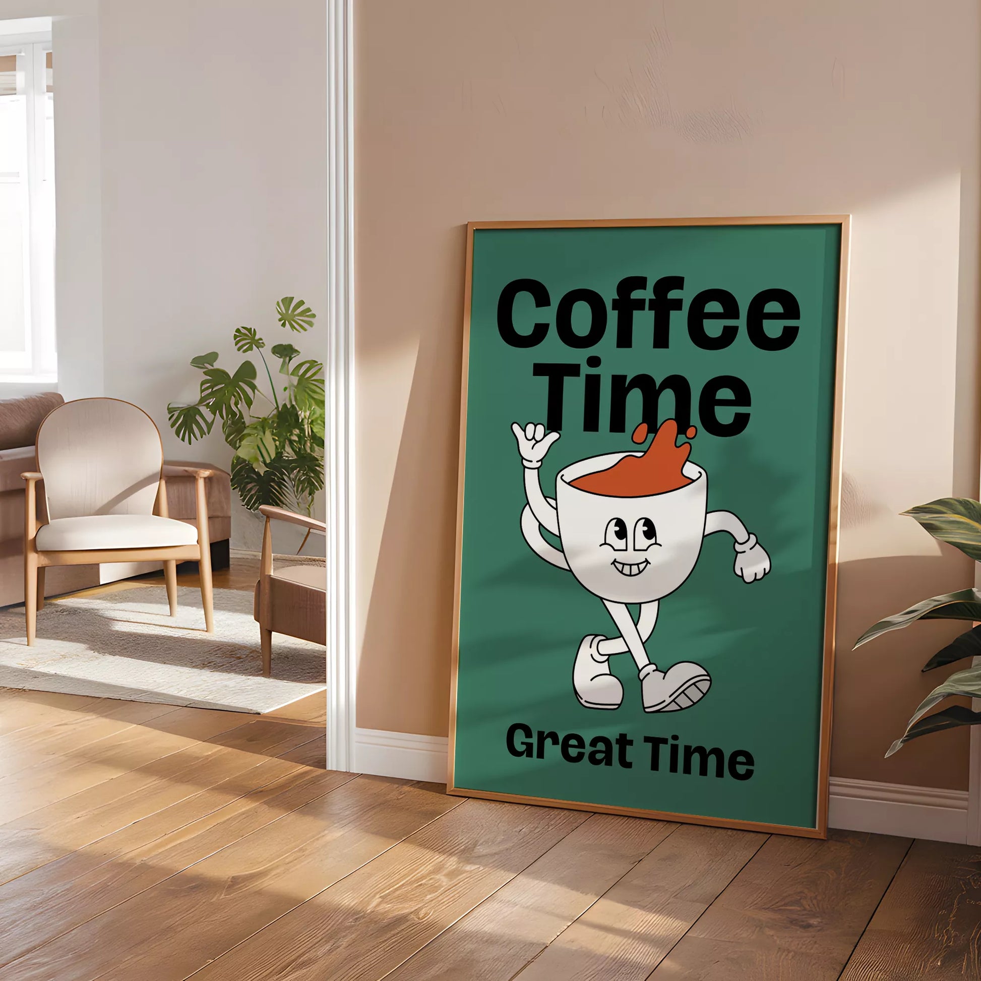 コーヒータイムをテーマにしたユニークで楽しいデザイン