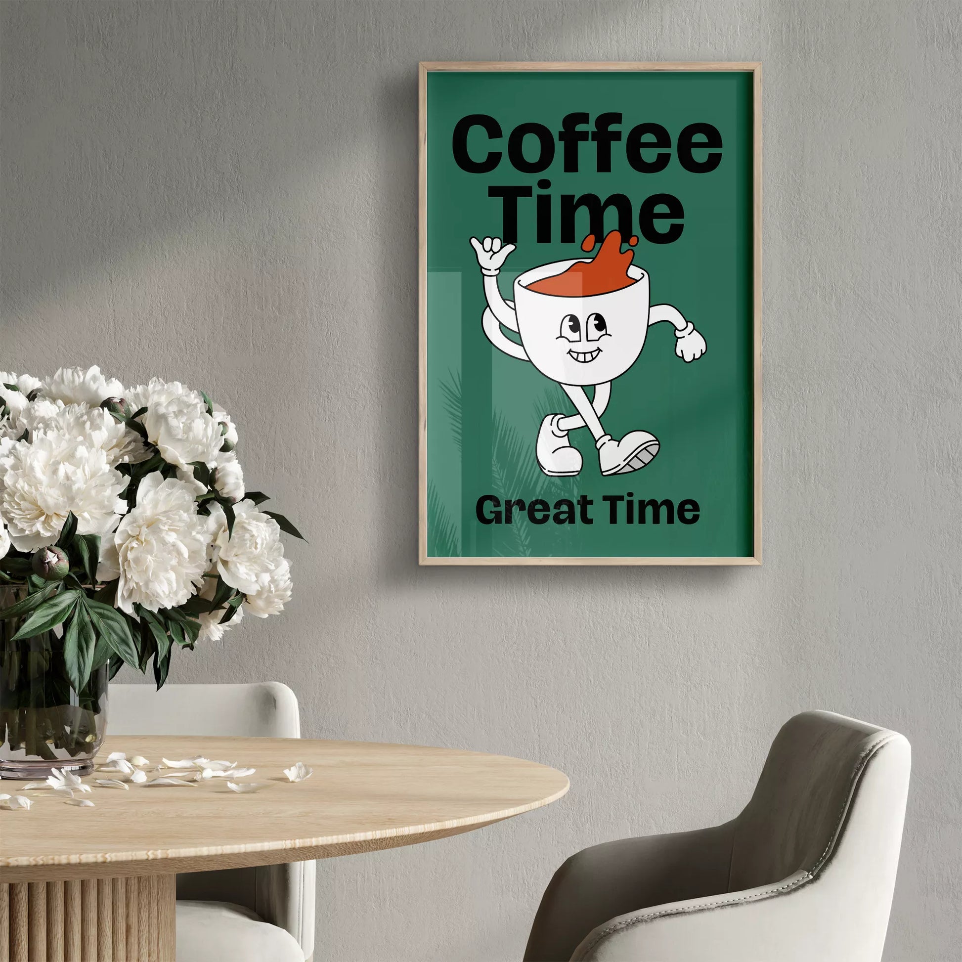 コーヒータイムをテーマにしたユニークで楽しいデザイン