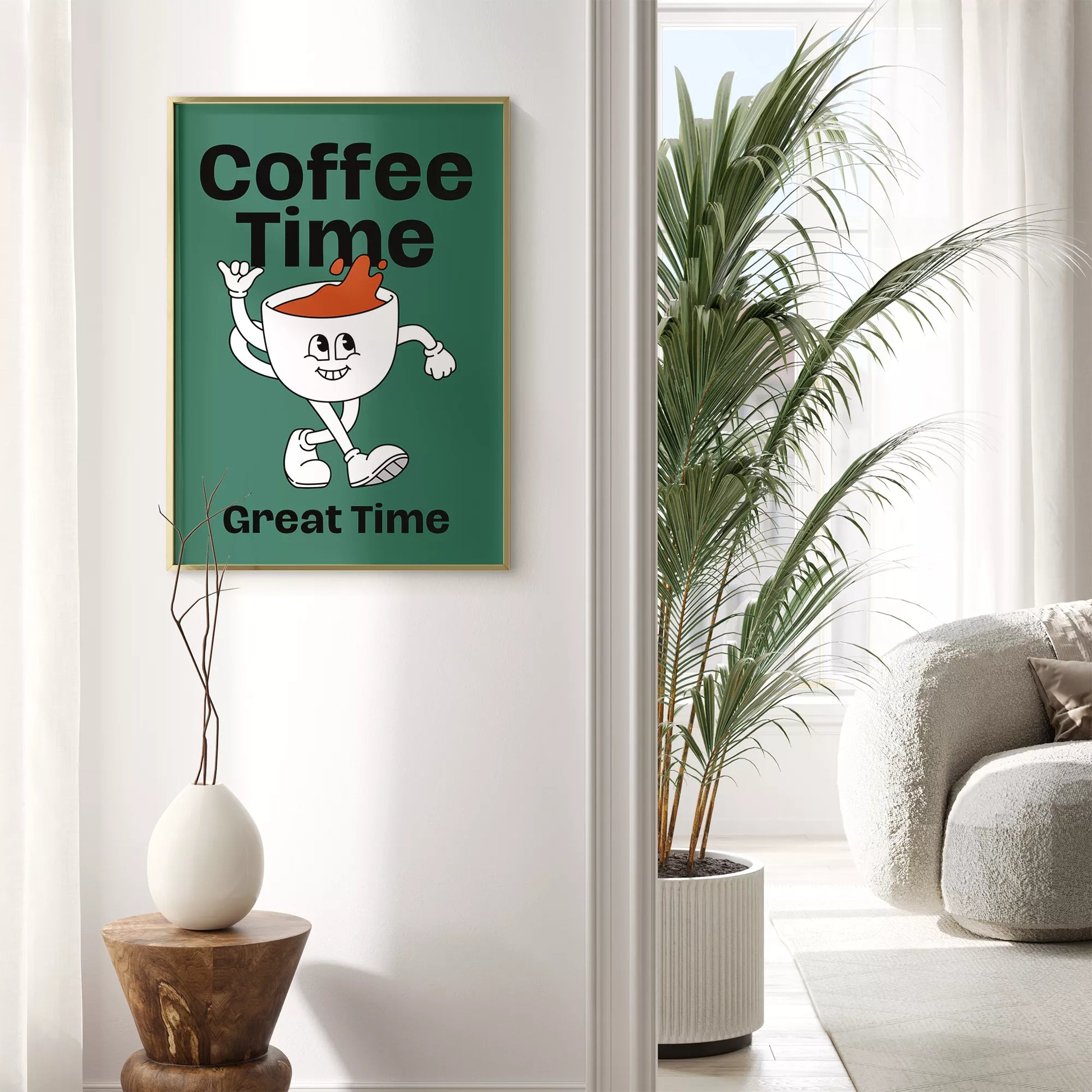 コーヒータイムをテーマにしたユニークで楽しいデザイン