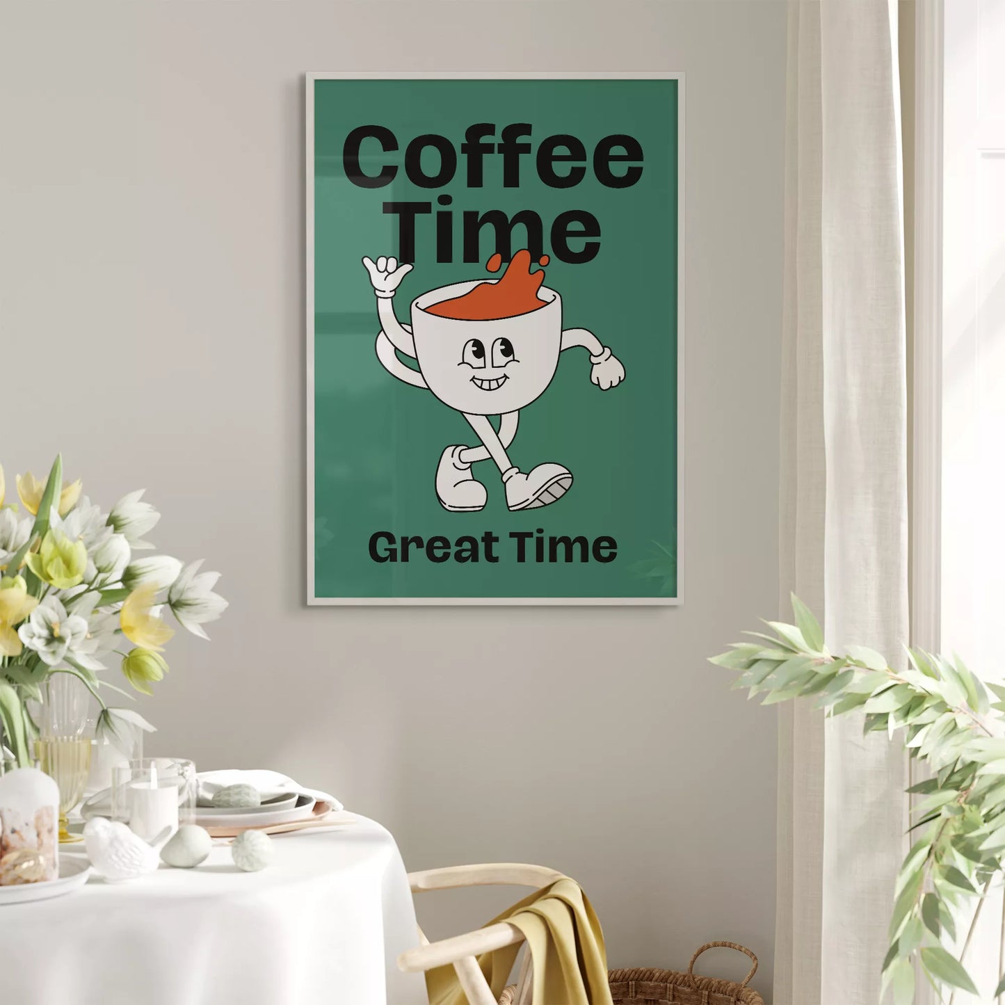 コーヒータイムをテーマにしたユニークで楽しいデザイン