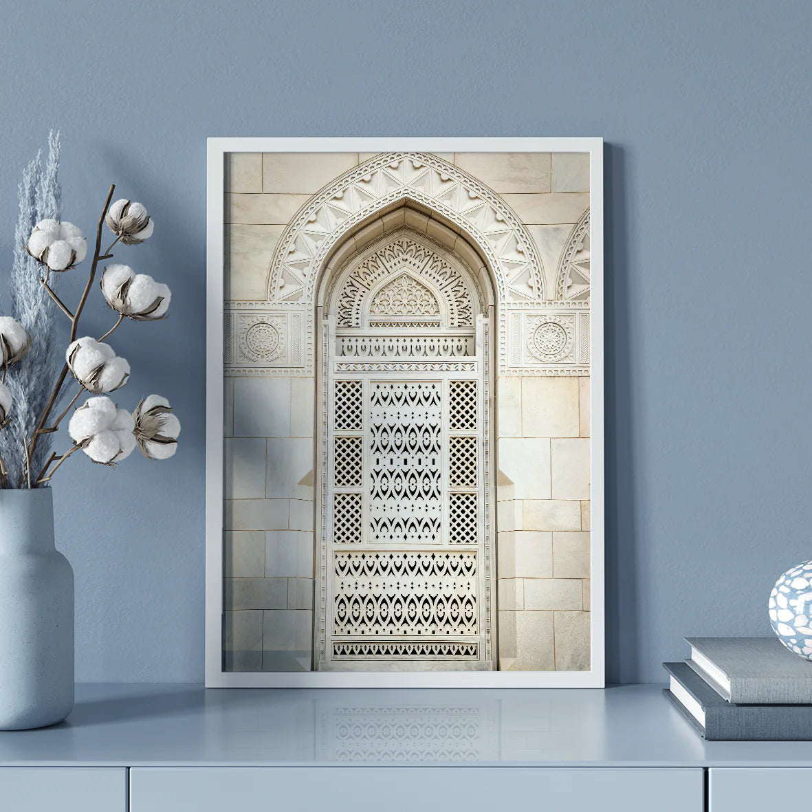 Elegant classical marble archway with detailed stonework design poster
