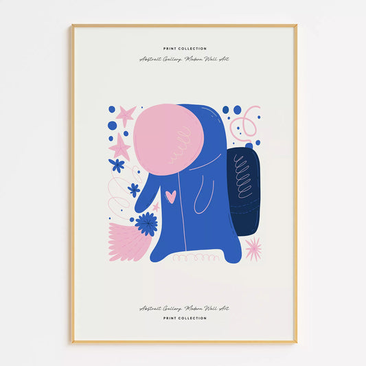 抽象画アートポスター ピンクブルー現代アート壁装飾