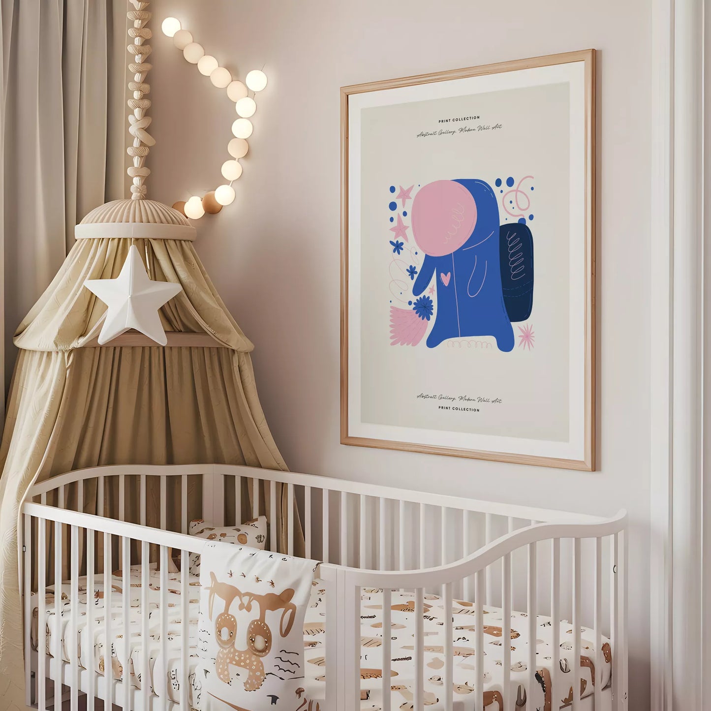 抽象画アートポスター ピンクブルー現代アート壁装飾