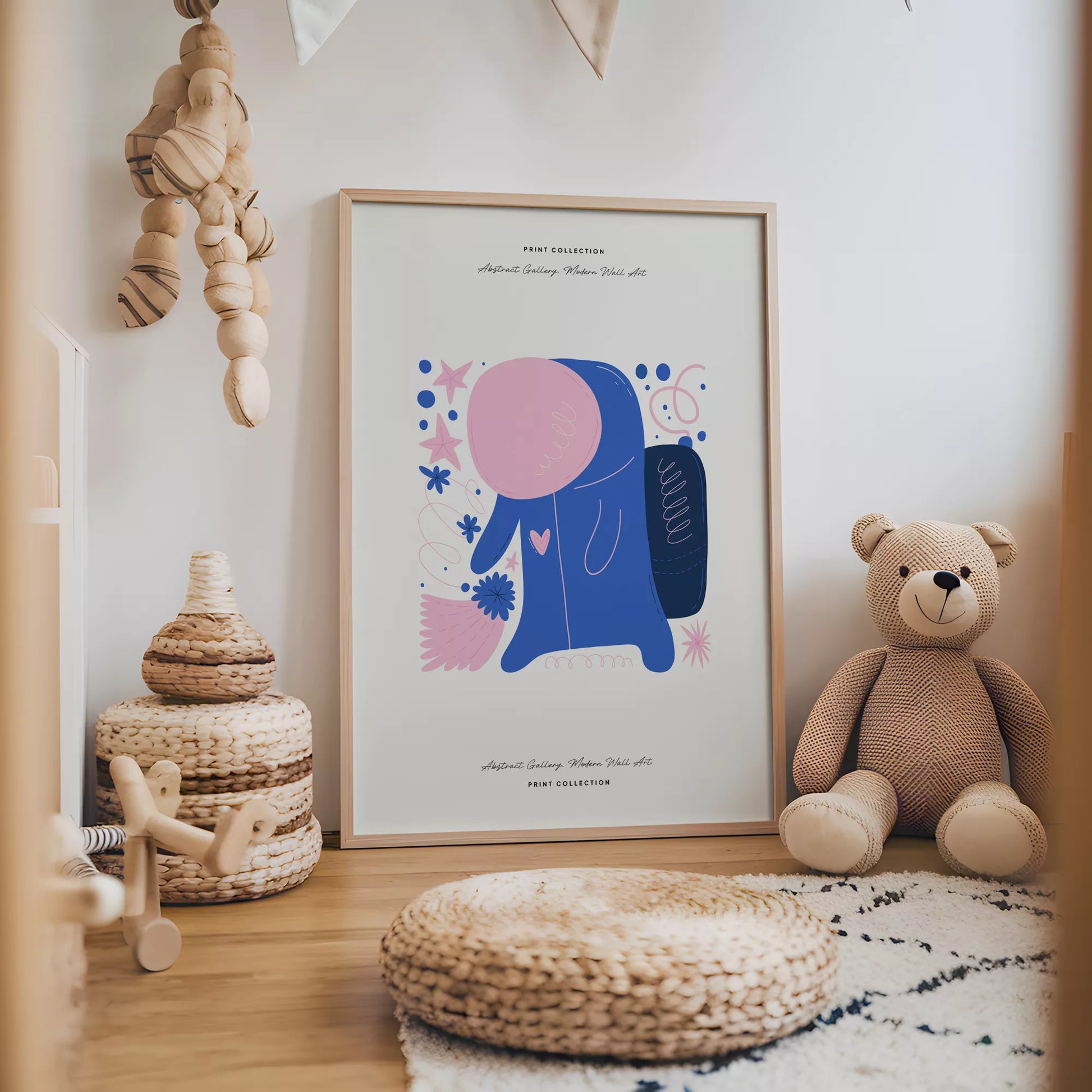 抽象画アートポスター ピンクブルー現代アート壁装飾