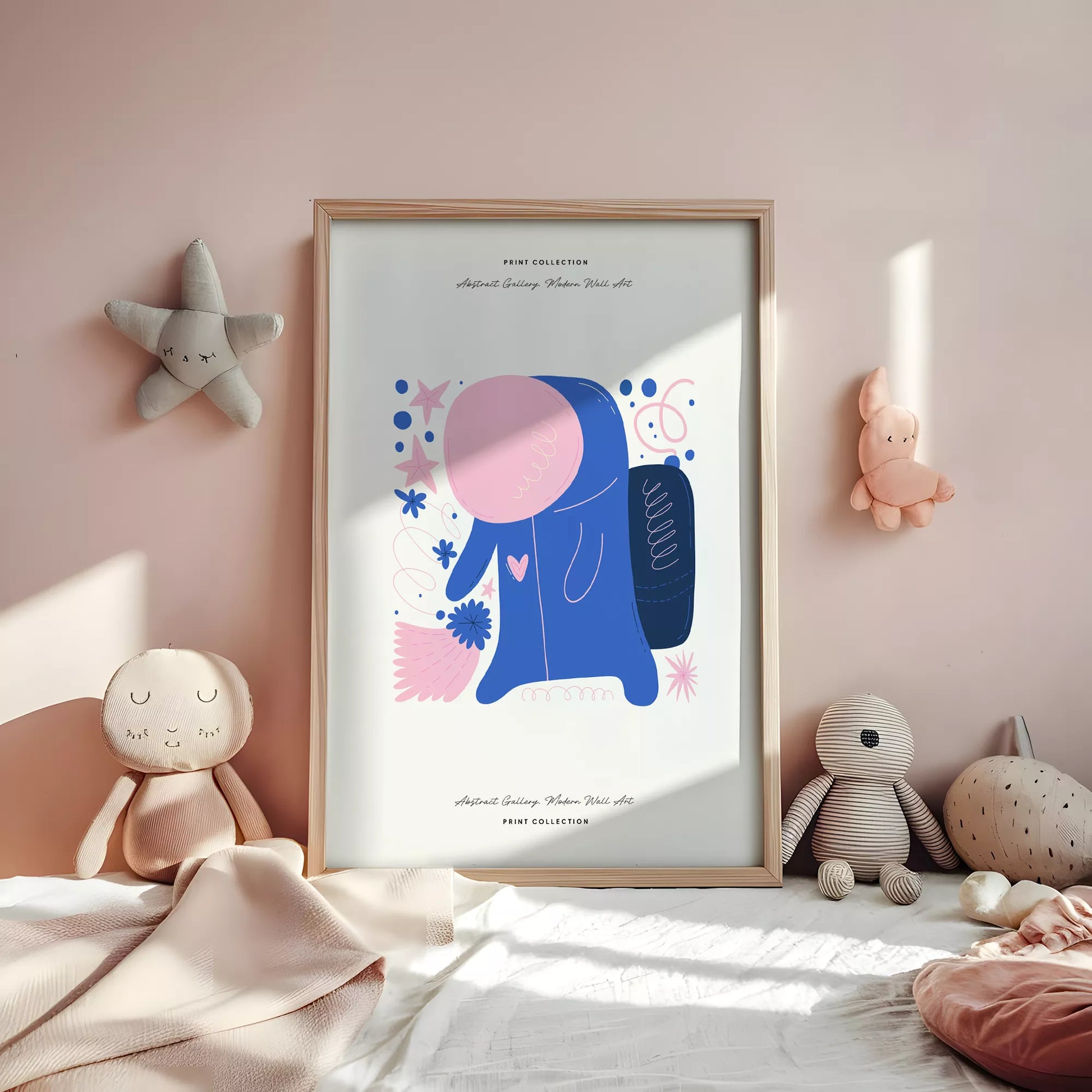 抽象画アートポスター ピンクブルー現代アート壁装飾