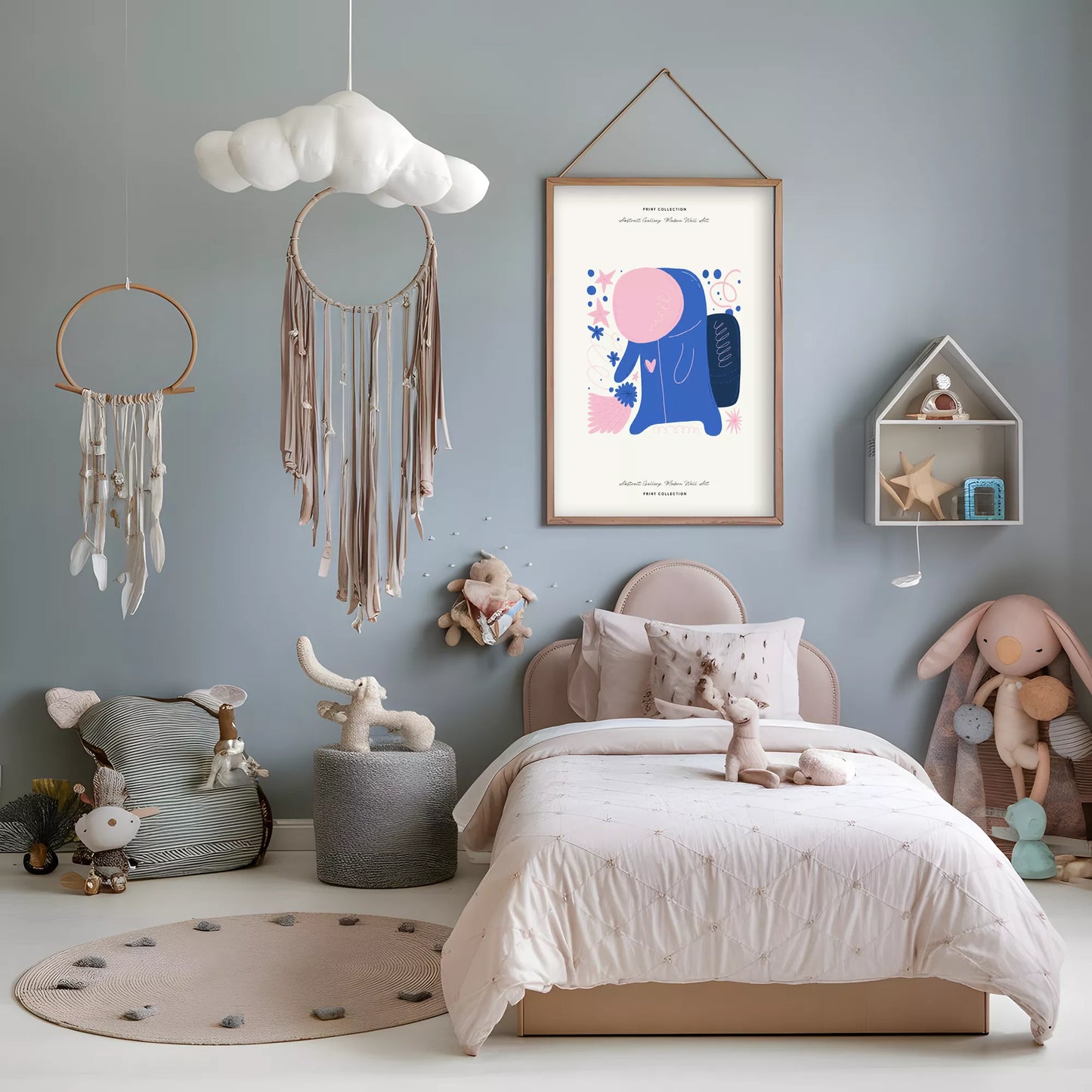 抽象画アートポスター ピンクブルー現代アート壁装飾