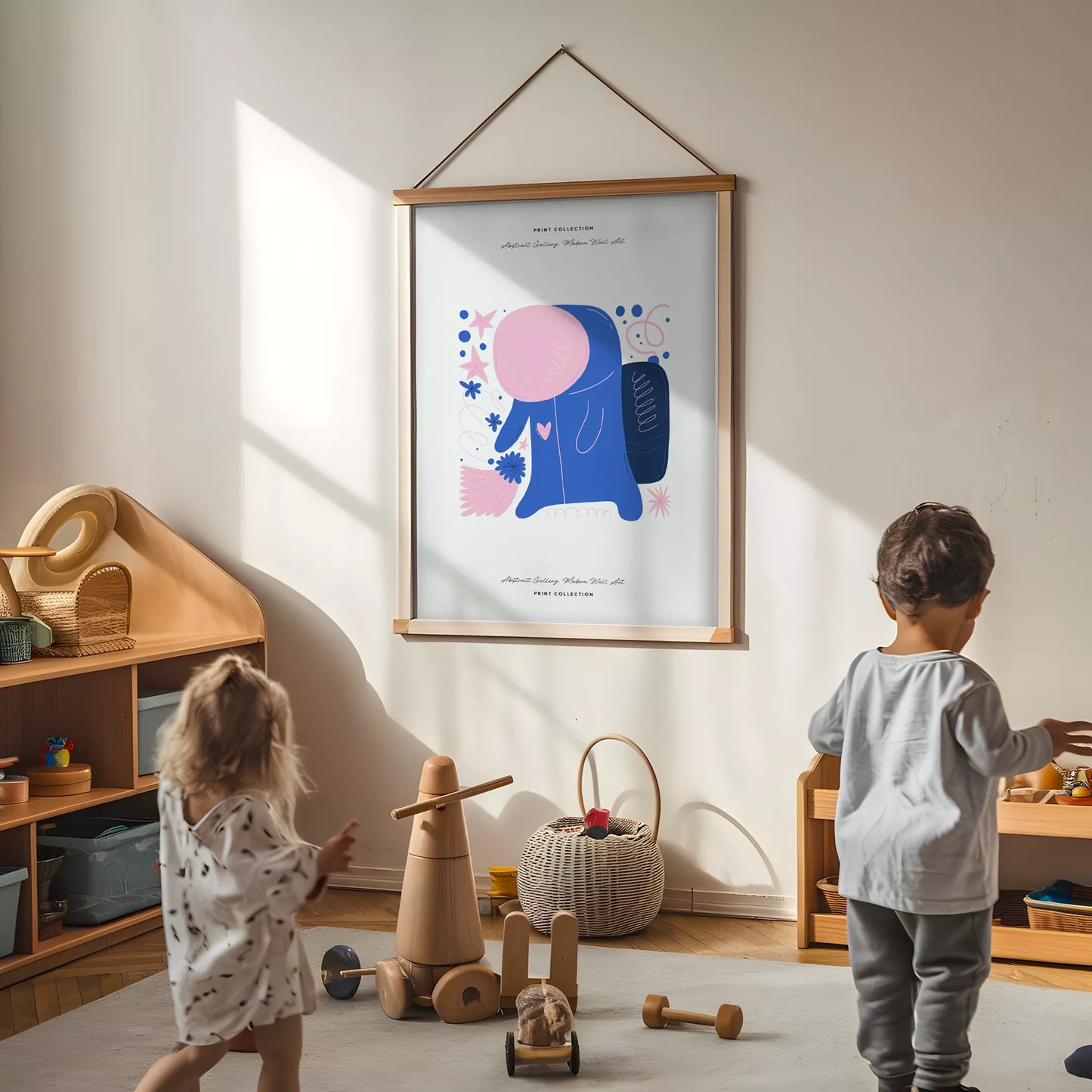 抽象画アートポスター ピンクブルー現代アート壁装飾