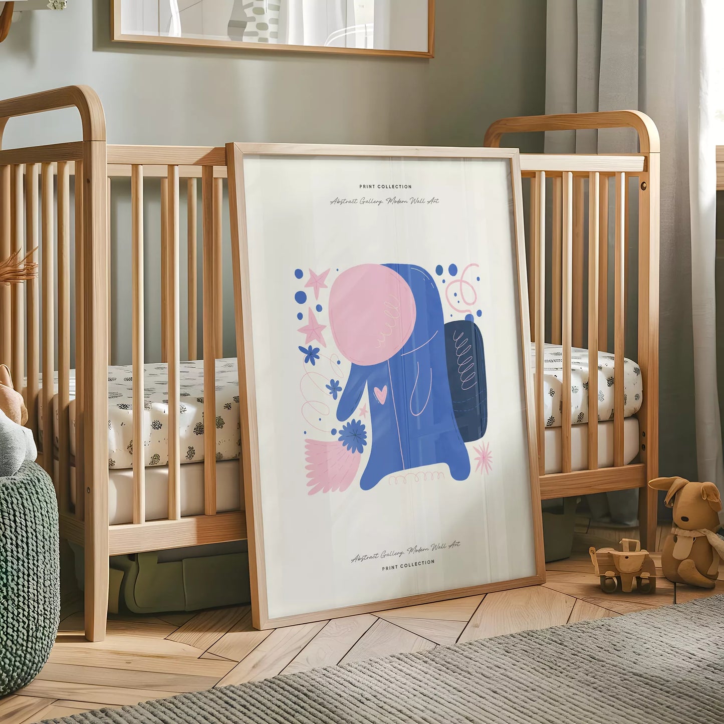 抽象画アートポスター ピンクブルー現代アート壁装飾