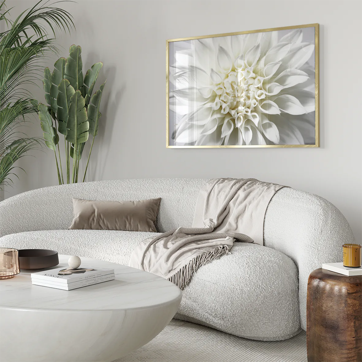 Intricate white petal design in a floral art piece