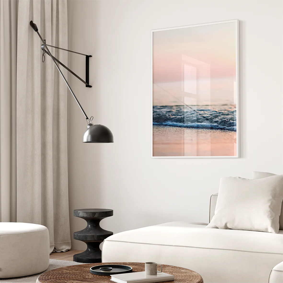 アートポスター サンセットビーチ 風景 海 オレンジピンク モダンインテリア 3枚セット