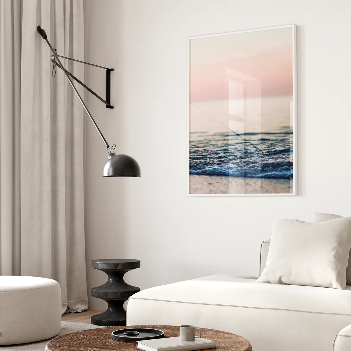 アートポスター サンセットビーチ 風景 海 オレンジピンク モダンインテリア 3枚セット