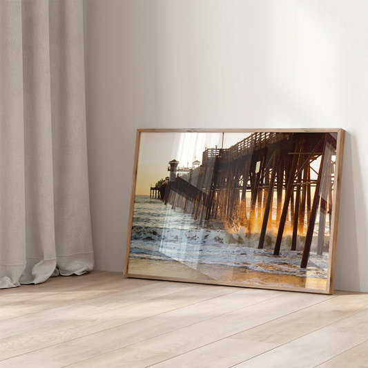 アートポスター 夕日 桟橋 海景色 北欧風景 サンセットアート