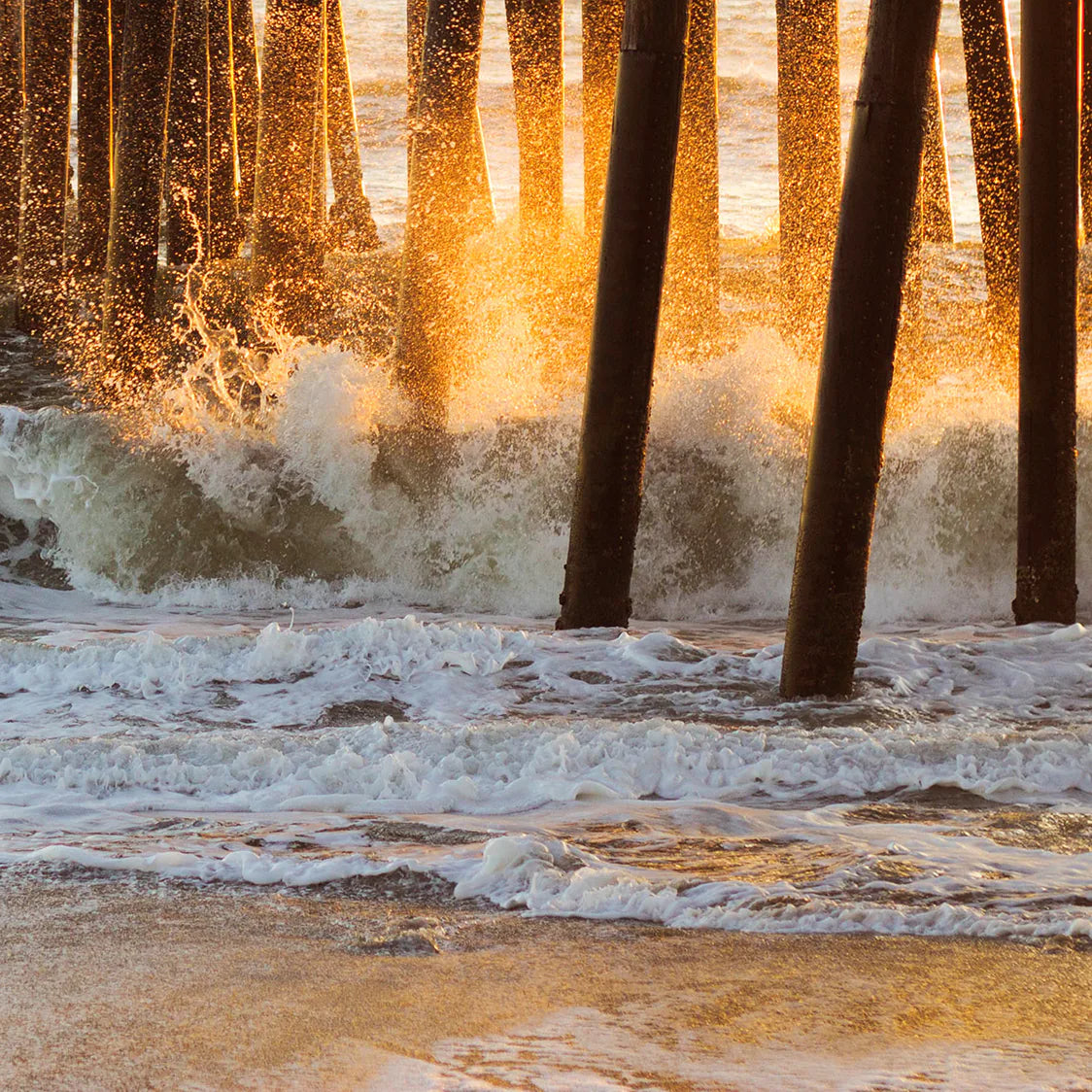 アートポスター 夕日 桟橋 海景色 北欧風景 サンセットアート
