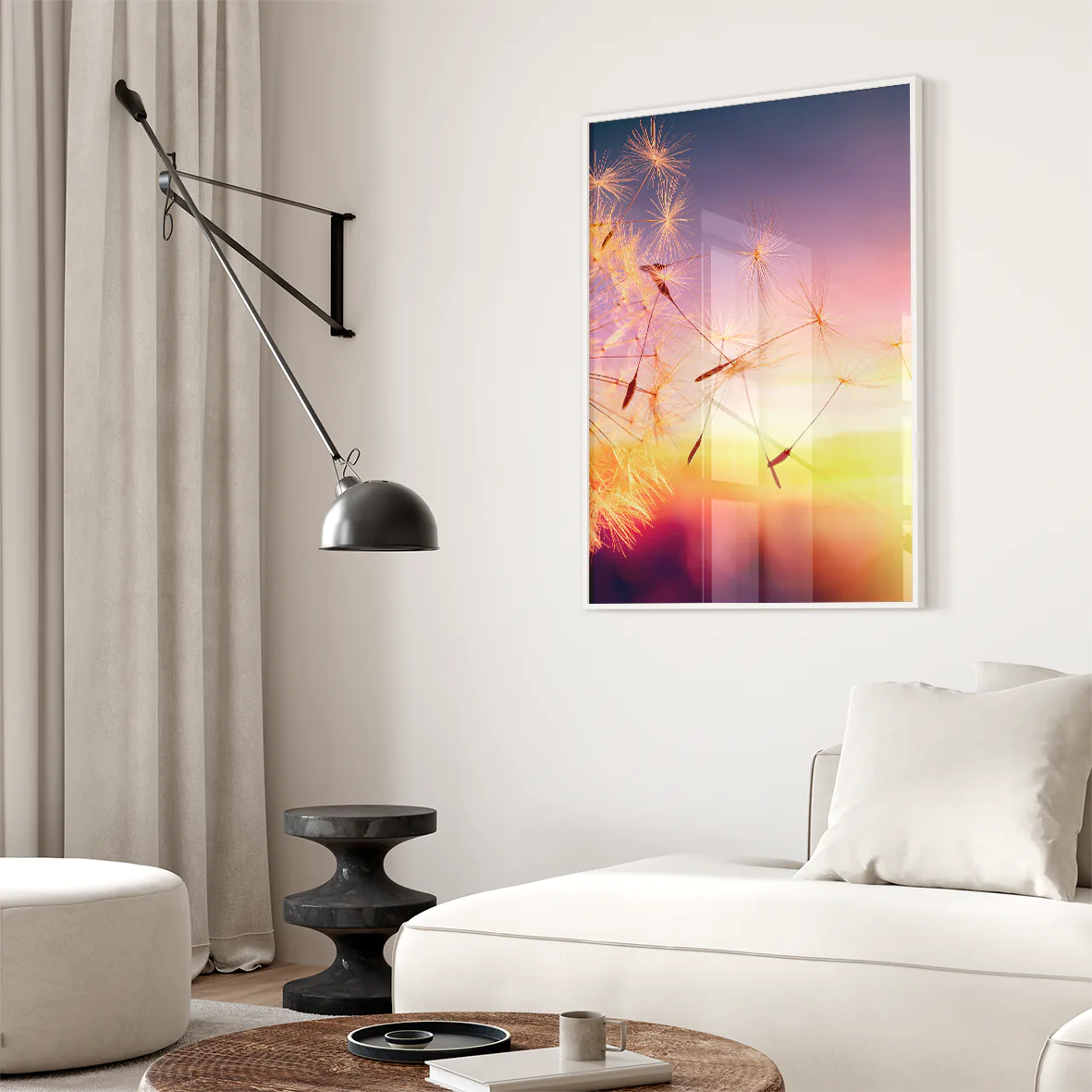 アートポスター たんぽぽ 夕焼け 北欧デザイン モダンインテリア 3枚セット