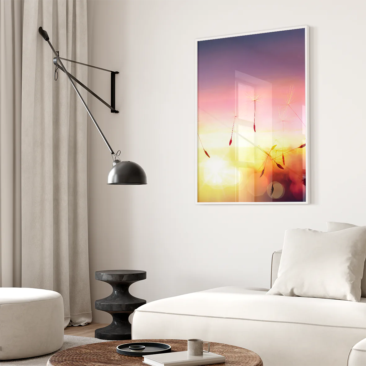 アートポスター たんぽぽ 夕焼け 北欧デザイン モダンインテリア 3枚セット