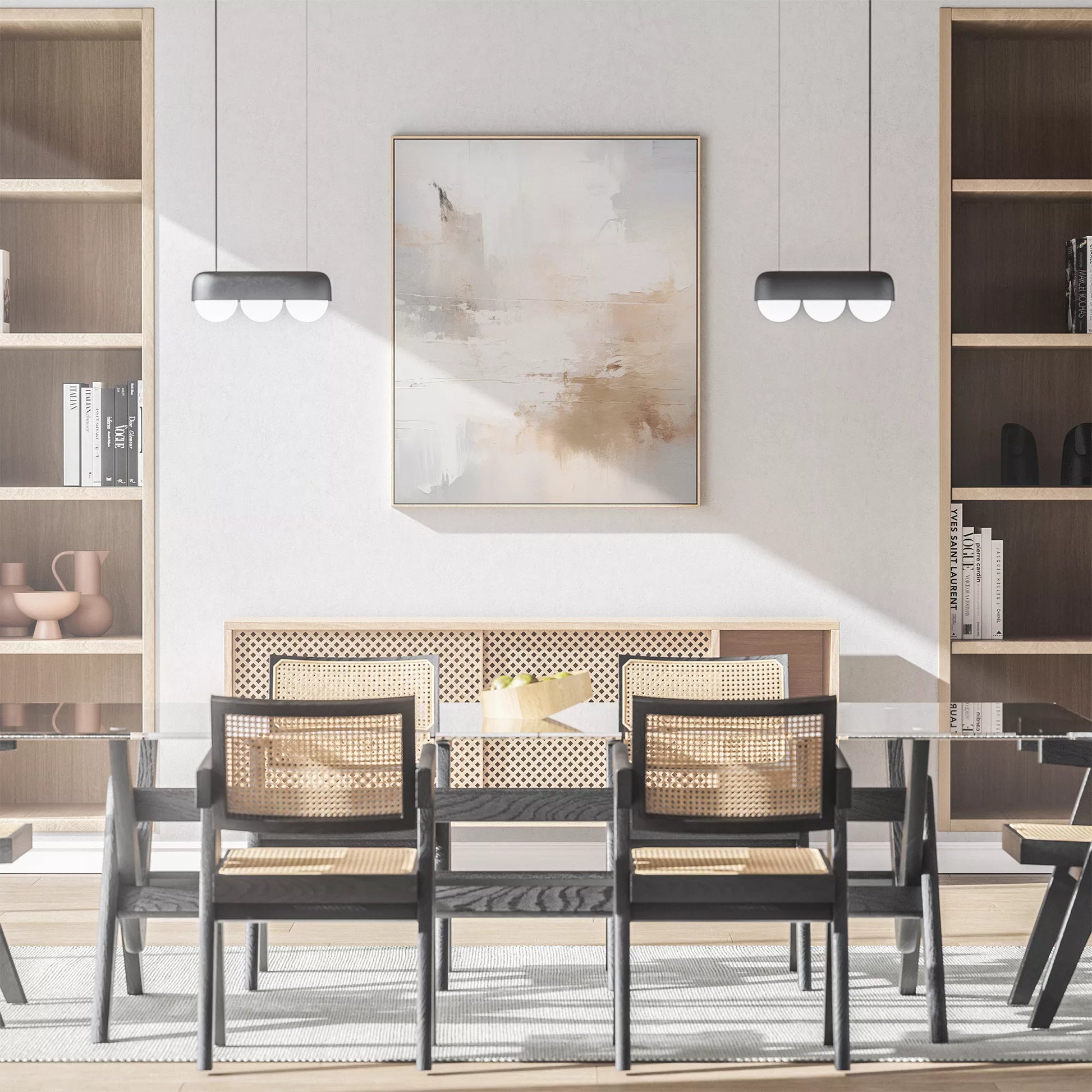 ホワイトとベージュの抽象的なモダンアートポスター