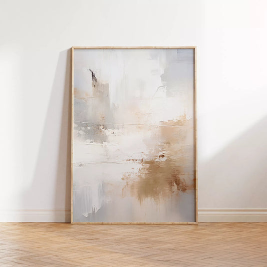 ホワイトとベージュの抽象的なモダンアートポスター