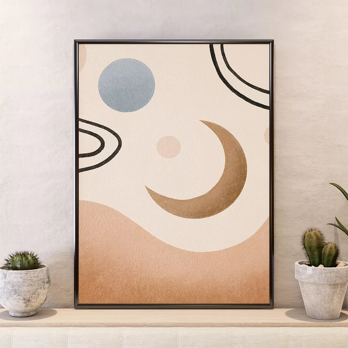 アースカラー抽象幾何学アート3枚セット モダンインテリア