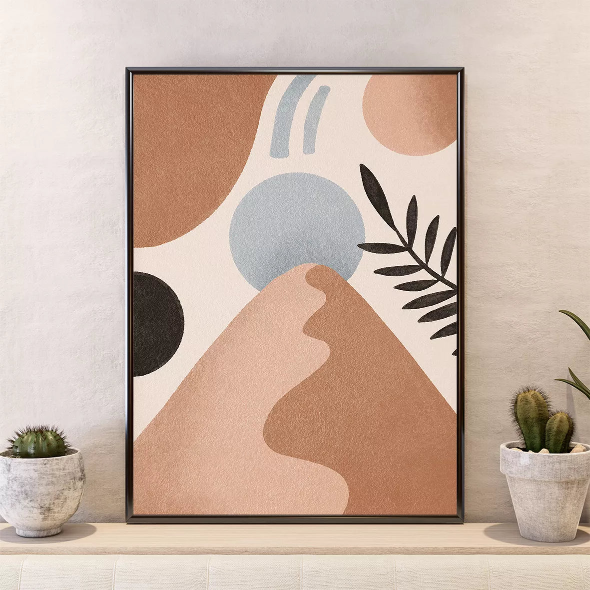 アースカラー抽象幾何学アート3枚セット モダンインテリア