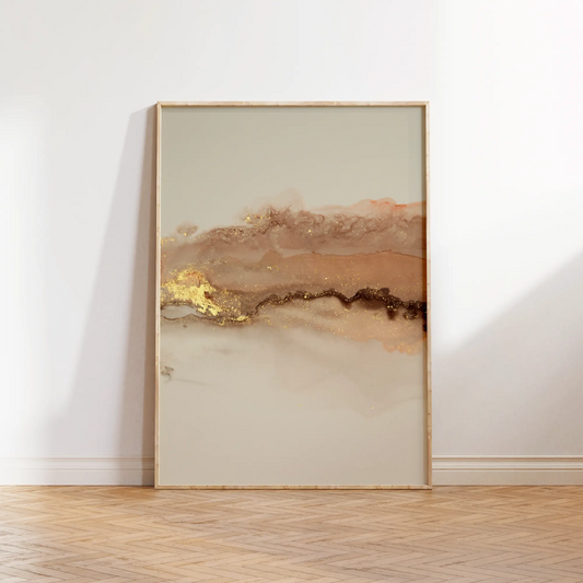 ゴールドのアクセントが入った抽象的な大理石風アートポスター
