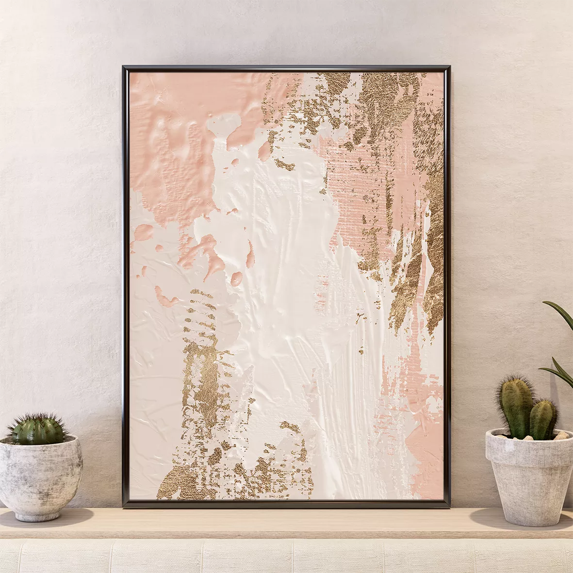 ゴールドと紺色のモダン抽象画アートパネル3点セット、上質な雰囲気