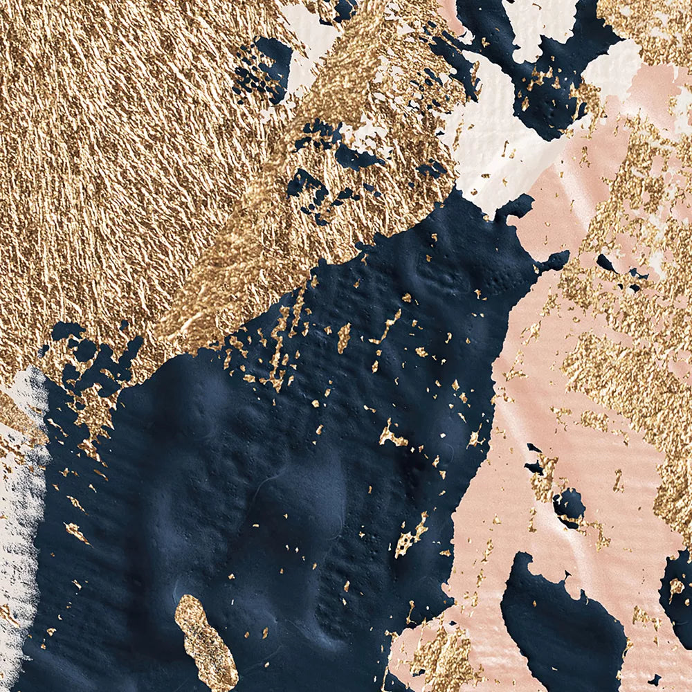 ゴールドと紺色のモダン抽象画アートパネル3点セット、上質な雰囲気